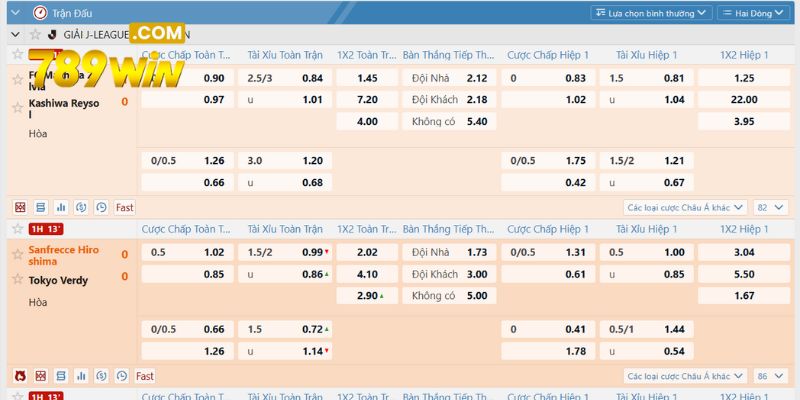 Người chơi có thể lựa chọn nhiều kèo đấu khác nhau để xuống tiền