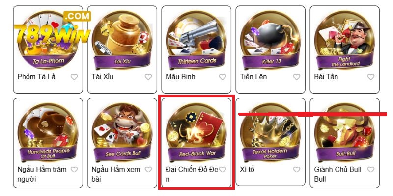 Lựa chọn trò chơi Đại Chiến Đỏ Đen để bắt đầu giải trí