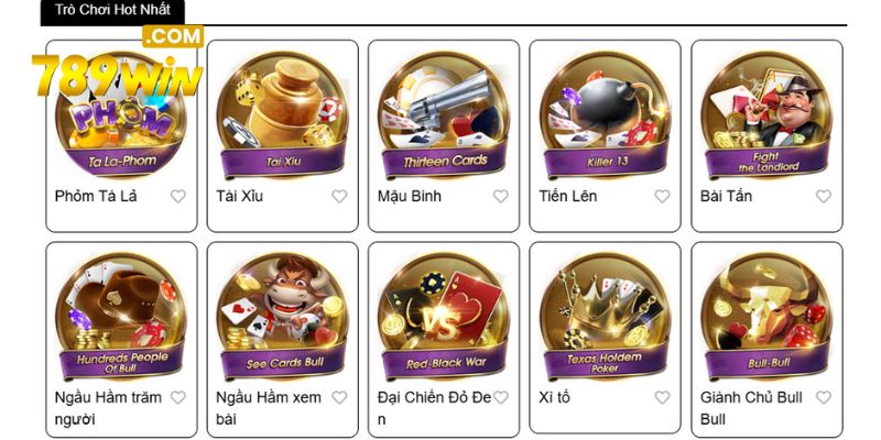 Danh mục game bài 789win uy tín 
