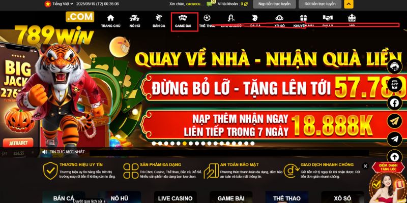 Nhanh tay lựa chọn danh mục game bài 789win để giải trí mỗi ngày